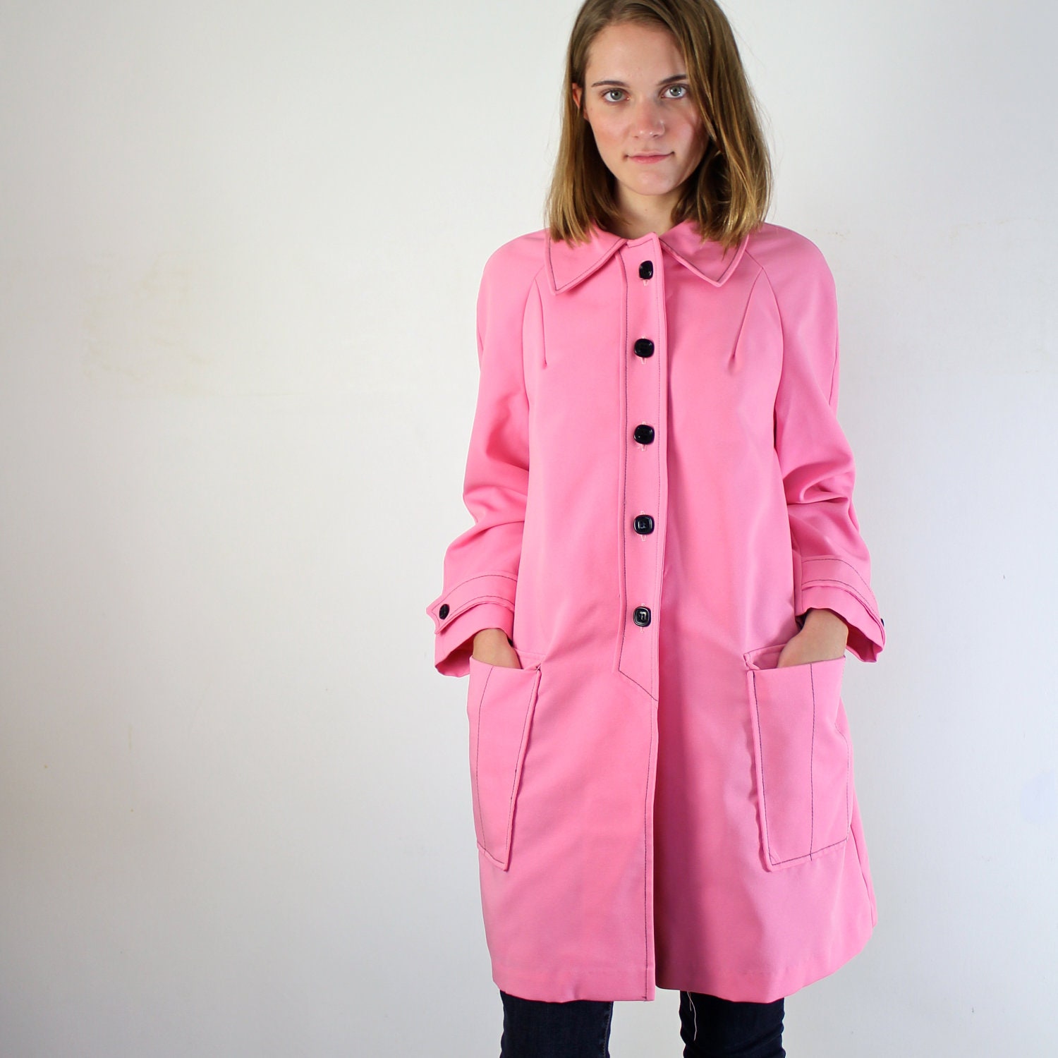 Bubblegum Pink Coat / Vintage 1960s Coat