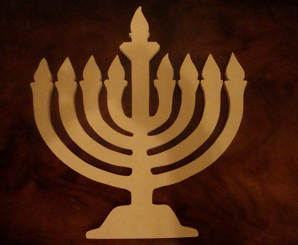 Unfinished Hanukkah Menorah Mosaic Base/Craft Shape 1/4 Inch Thick