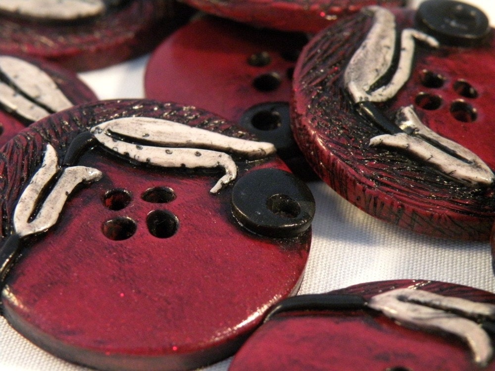 Set of 2 One-of-a-kind Ottoman Style Tulip Handmade Buttons...