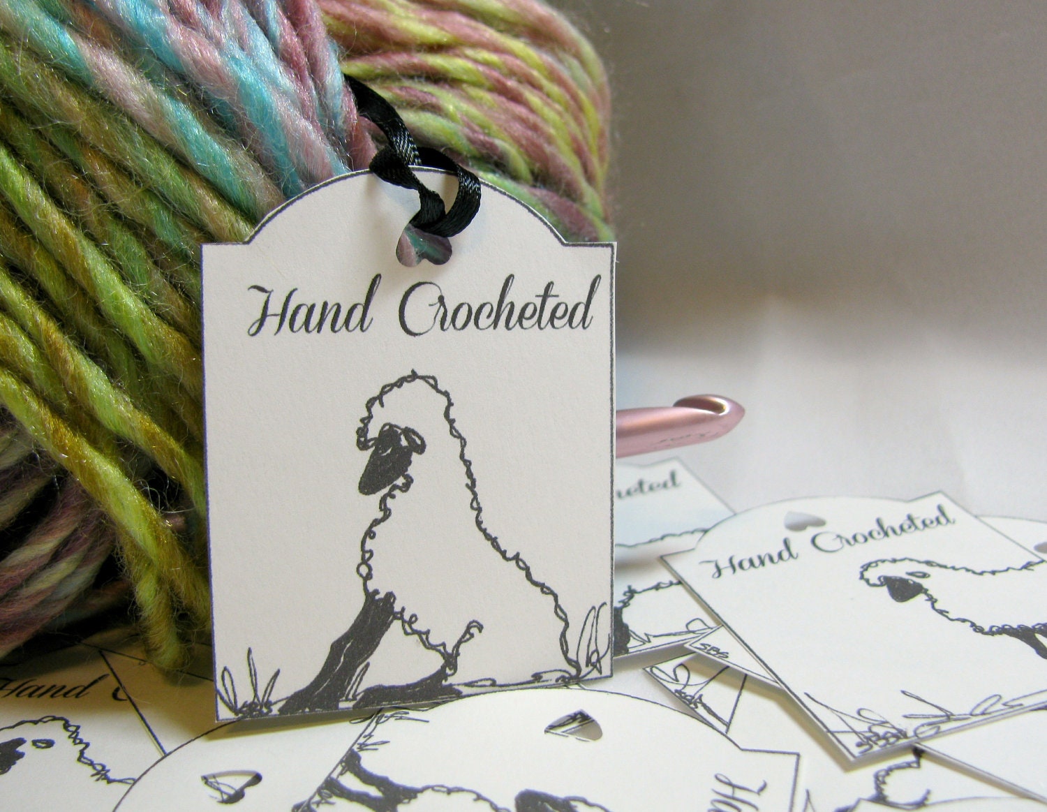 Hand Crochet Tags, Sheep Tags, For Crochet Projects, Set of 16