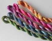 Red, Blue, Green, Yellow, Rainbow, Unique, Perle Fine, 5 pack, Unique, Yarn, Mixed Media, Textile Art, Fiber Art, Serendipity