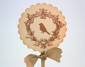Wedding Cupcake Toppers Food Picks Vintage Bird Cake Toppers