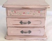 Pretty Pink Shabby Chic Wooden Jewelry Box