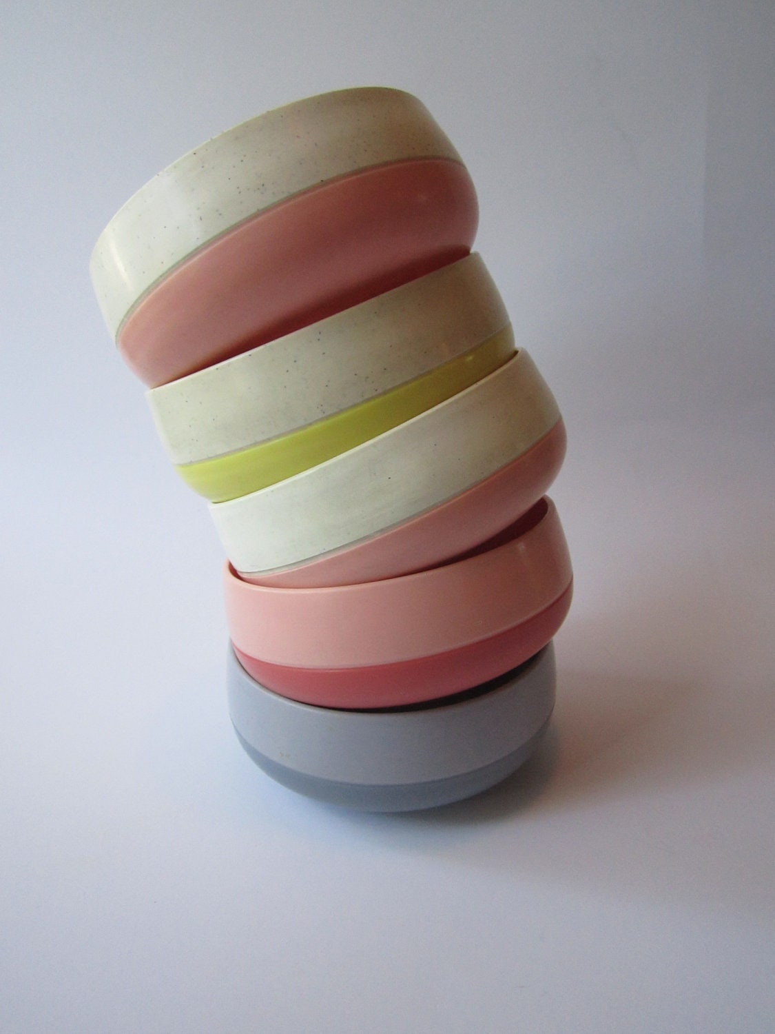 Vintage Vacron Colorful Plastic Bowl Set of Five
