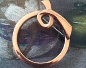 signed Rnoir - vintage copper circle brooch pin