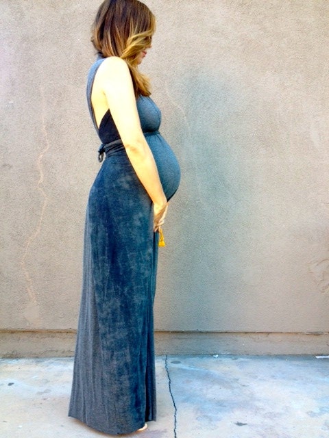 Maternity Grey Jersey Knit Versatile Dress