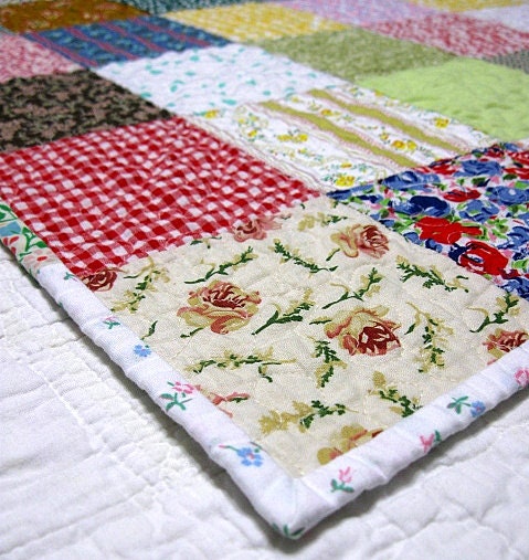 baby girl farmhouse quilt, lap quilt,  - echo quilt no. 26  -  Ready to ship