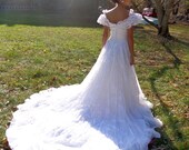 wedding gown lace  VINTAGE  wedding gown  WHITE embroidered  lace steampunk antibellum