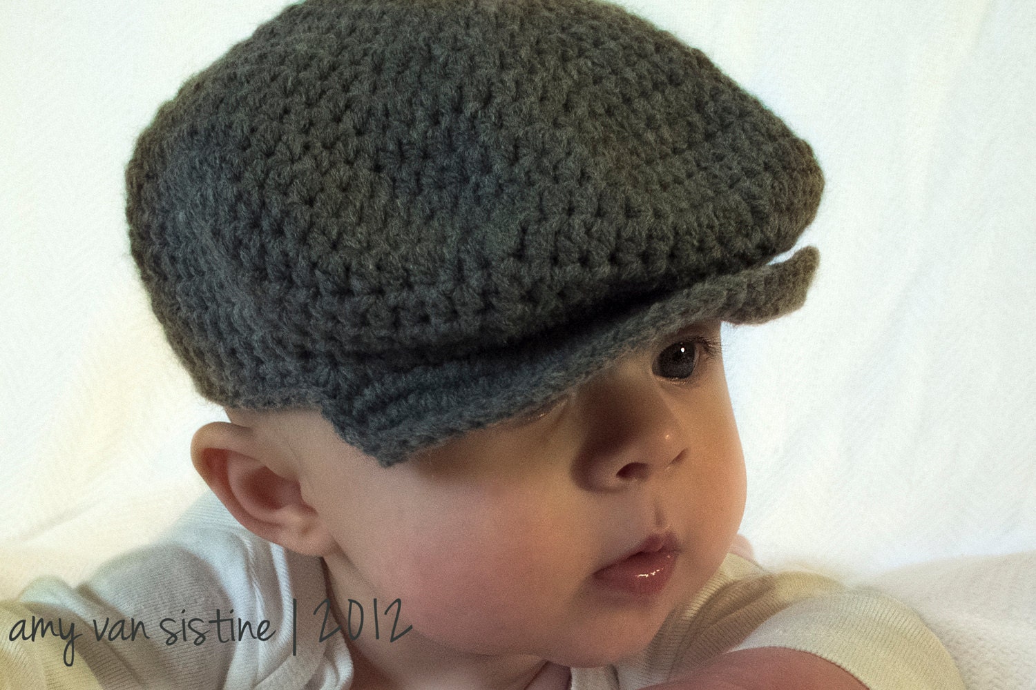 Newsboy Brim Crochet Baby hat, Crochet Photography prop - Made to Order