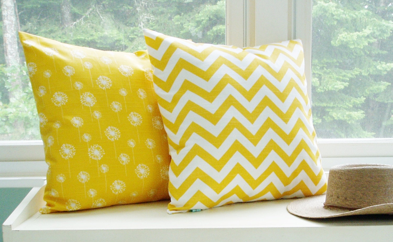 Pillow Covers Yellow Chevron Slub 20x20 Throw Pillows Decorative