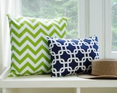 Chevron Pillow Cover Lime Green Zig Zag Throw Pillows Accent Decorative Couch 20x20