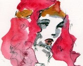 Wonder Woman Portrait - Dr. Sketchy's Anti Art School - Asbury Park Branch - Watercolor and Ink Painting by Jen Tracy