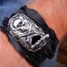 Mens Belt Buckle Wrap Bracelet, Mens Jewelry, Mens Belt Buckle Bracelet, Christmas Gift for Him, Skull & Crossbones, Leather Bracelet