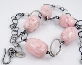 Peruvian Rhodochrosite and Oxidised Silver Necklace - Rosa