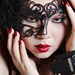 Half mask in black leather "Roxy"