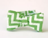 green chevron screen printed bow tie