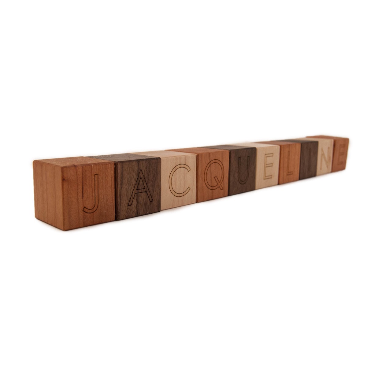 10 personalized wooden blocks, alphabet letter baby toys modern wood name blocks