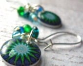 Resin Earrings,blue star resin earrings,starlight blue pattern,kaleidoscope image earring,beaded earring