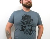Shave the Whales - dusty blue mens crew neck