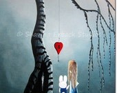 ALICE IN WONDERLAND art print Shawna Erback White Rabbit Key Whimsical Outsider 5x7