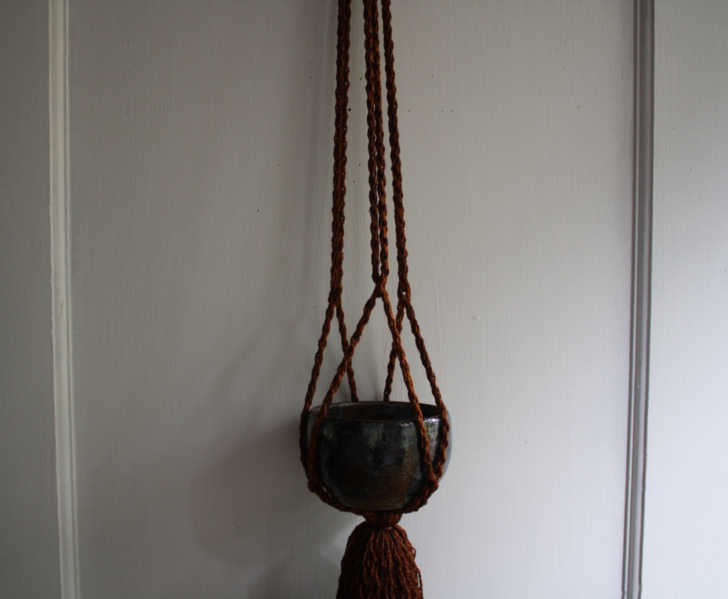 vintage macrame hanging planter
