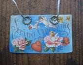 Vintage Recycled Valentine Candy Tin Ornament, Gifts under 15, Cupid Cherub Images, Vintage Home Decor