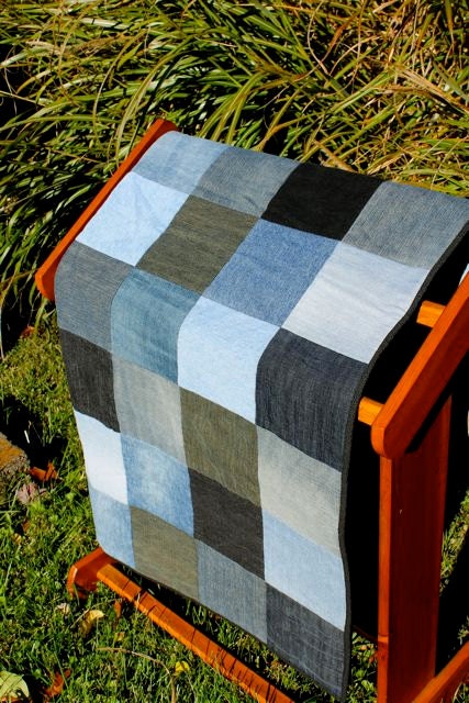 Modern Rustic Throw Quilt from Recycled Denim