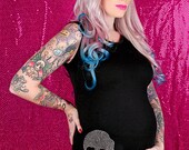 Rhinestone Rock n Roll Glam Jolly Rogers Skull Maternity Tank Top