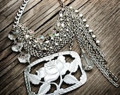 Surya Necklace - Vintage Repurposed Silver, Crystal and Sterling Silver