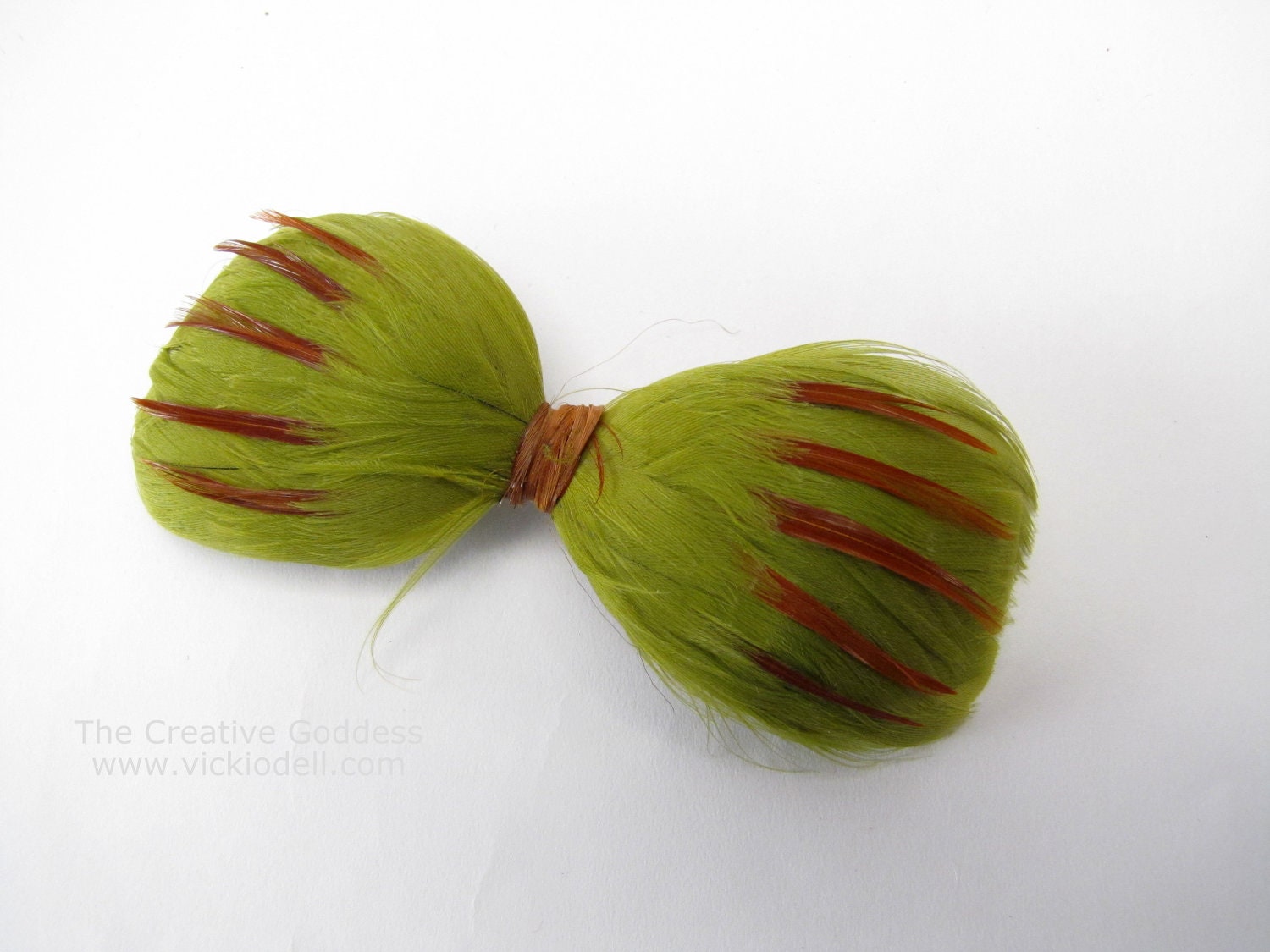German Vintage goose Feather BOW - Parrot Green - Earrings, Sewing, Jewelry, Craft, Millinery, Headbands
