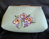 NEW Hand Embroidered Johnny Jump Ups Clutch Purse