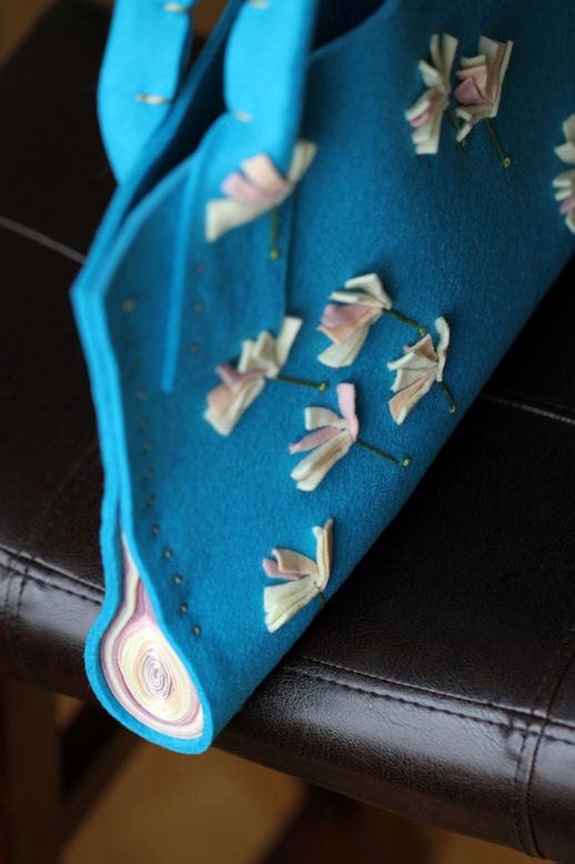 Wedding butterfly release wool felt handbag or wine gift bag or your everyday handbag