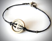 Button Up Brass and Linen bracelet