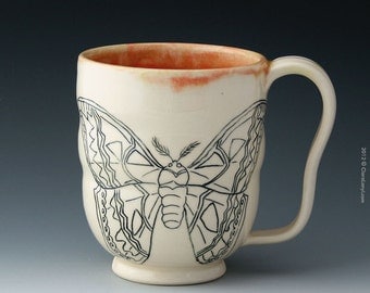 White Moth Mug for coffee, tea or chai