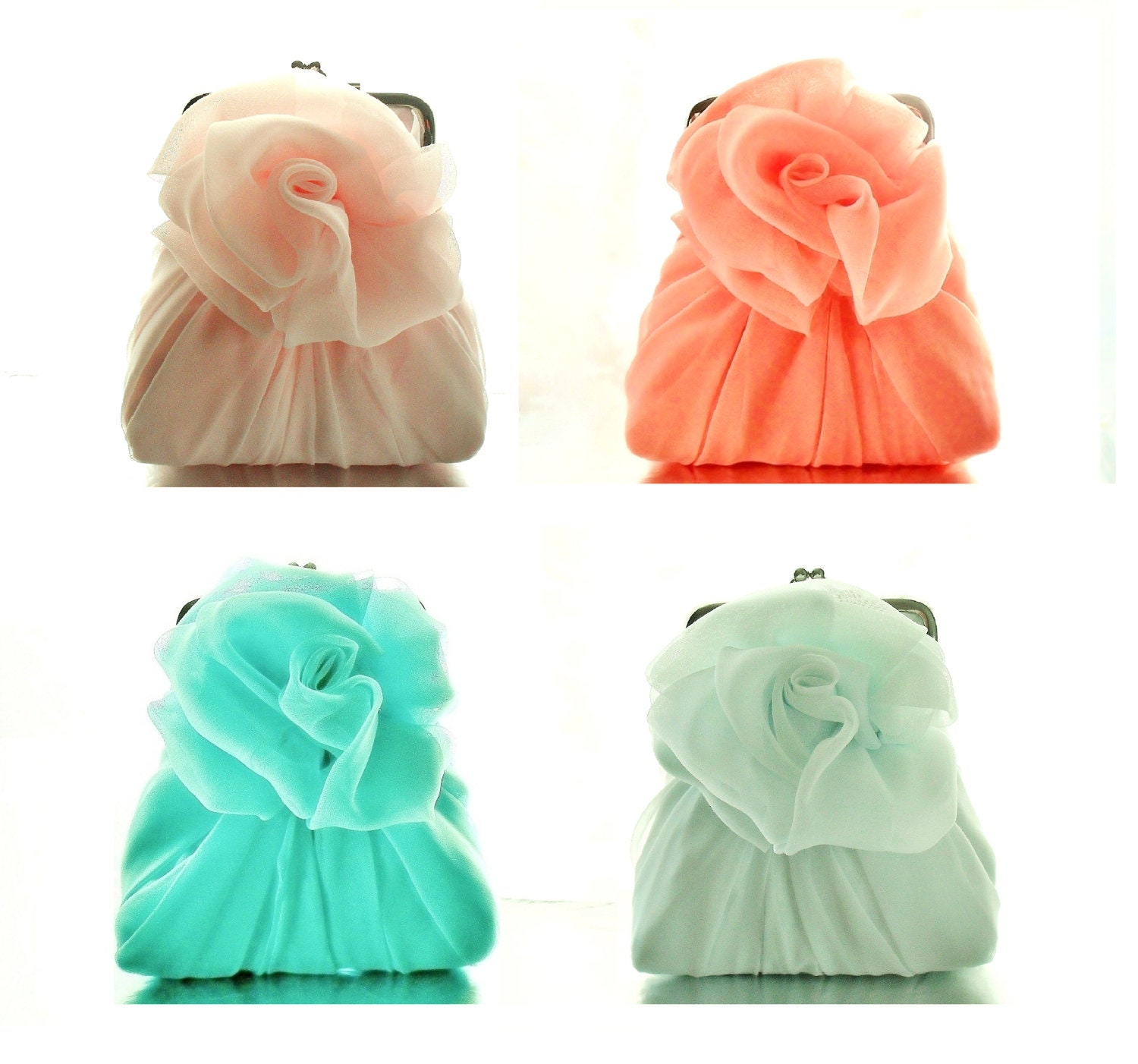 10 Chiffon Rose Purses Size Small Variety Of Colors Available MADE TO ORDER