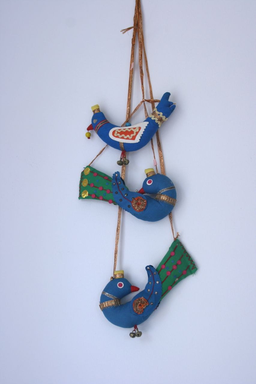 Vintage fabric birdy ornaments - fuzzymama