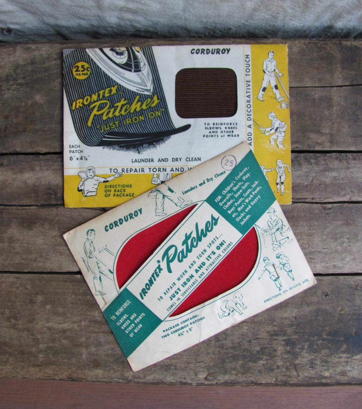 vintage 1950s pair of Irontex corduroy elbow patches