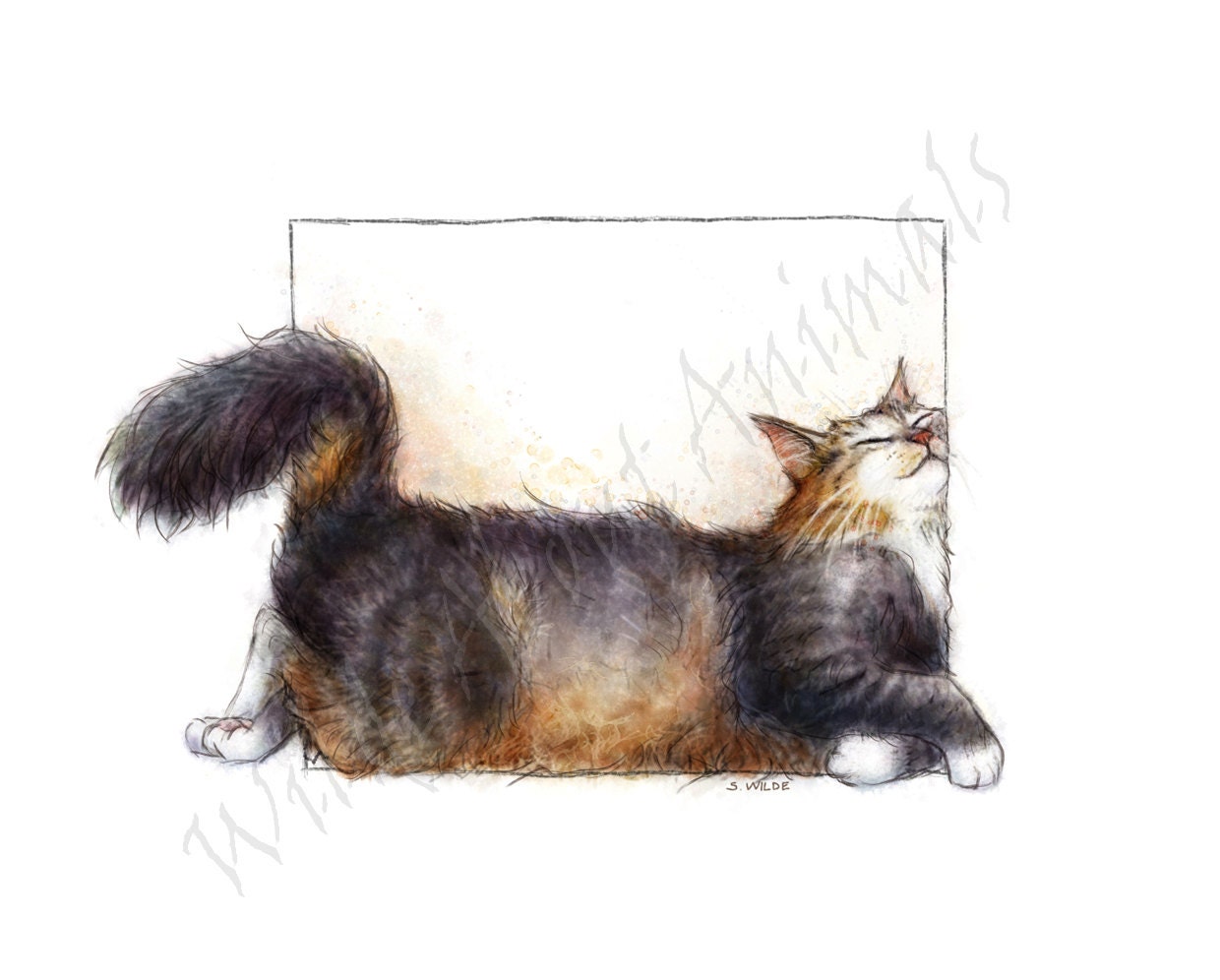 Chester -- Mounted Giclee print from my Cats In Boxes Series