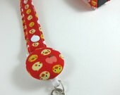Fabric Lanyard with Retractable Badge Reel - ID Badge Holder - Red Ducks