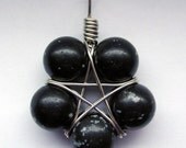 Nickel Silver Snowflake Obsidian Large Star Pendant