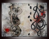 Large Original Abstract Painting Gray, Black Art by Andrada, Huge 40" painting Contemporary ready to hang, Expressionist Painting