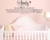 Personalized Vinyl Decal - The Lord bless you and keep you...for nursery, child bedroom, wall art lettering design