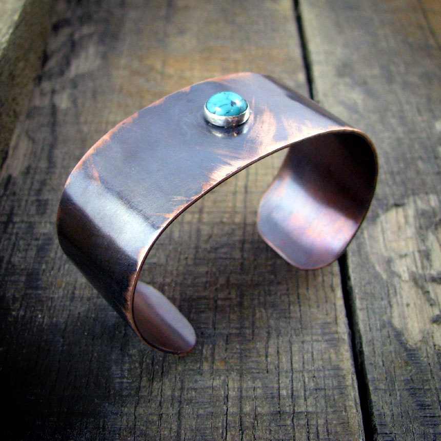 Rustic Copper and Turquoise Cuff - MADE TO ORDER