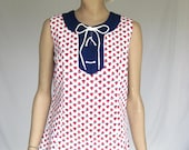 Vintage 60s Mod Sailboat Print Mini Dress/ Romper