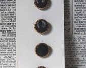Vintage glass buttons Black and gold Round qty 4 Schwanda NOS
