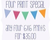 Four Print Special - Your Choice of Four 6x6 Inch Prints From The Illustrations in My Shop