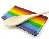 Rainbow Fused Glass Spoon Rest