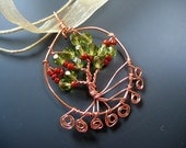 Tree of life pendant with peridot and copper Sale for Mothers Day