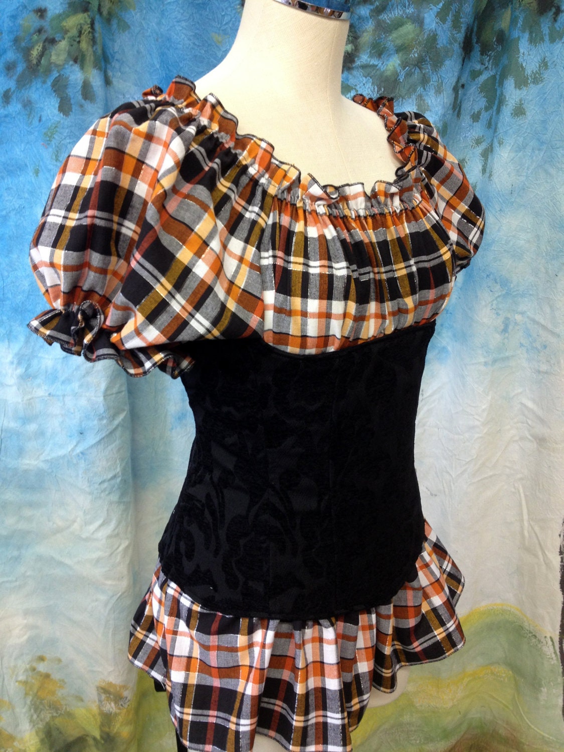 Stunning Renaissance Underbust Corset Black on Black, Gypsy, Goth - Ready to Ship - one avail, size 27 Ready to ship
