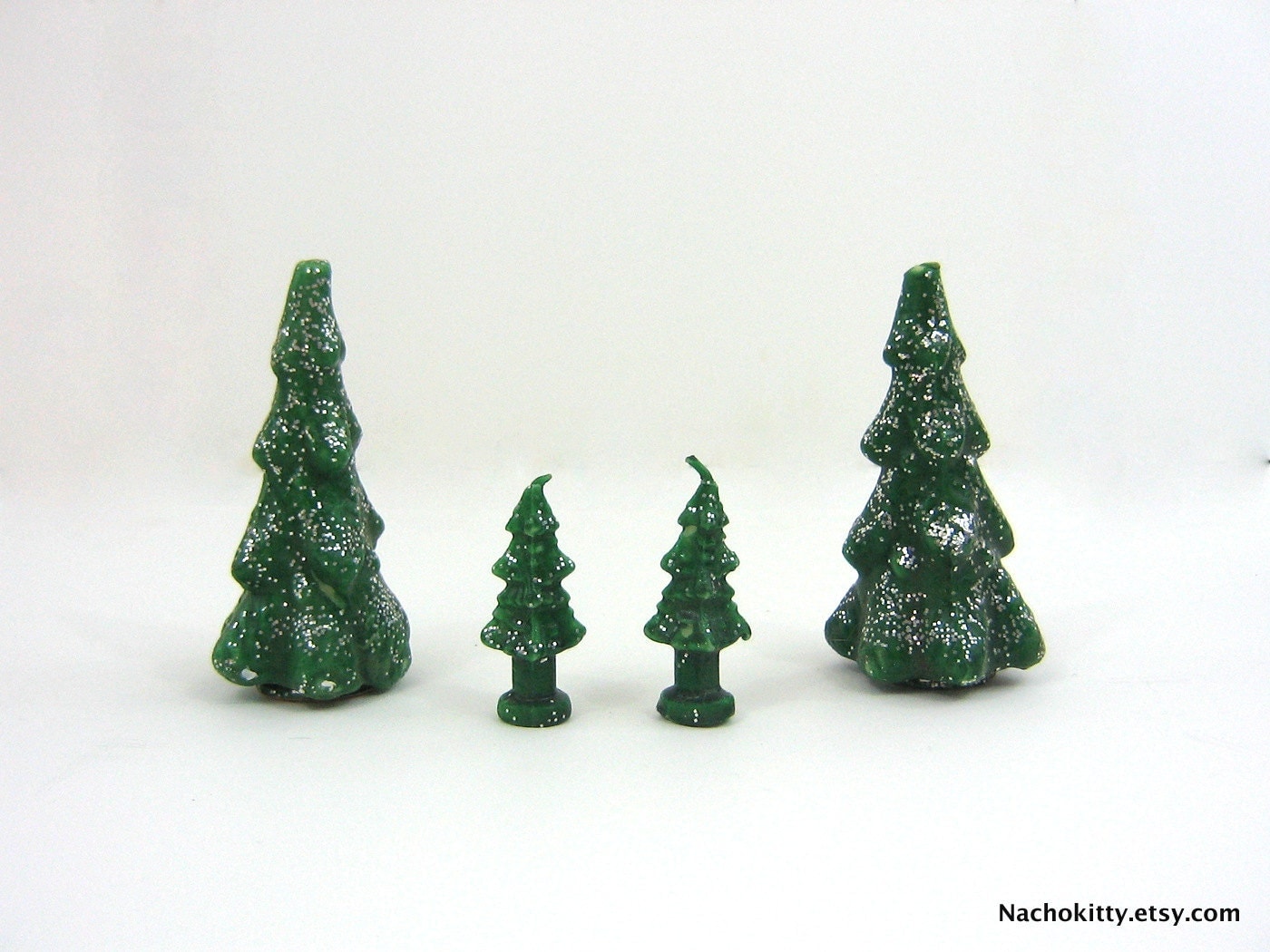 Gurley Christmas Tree Glitter Candle Set of 4 Vintage Candles - Nachokitty